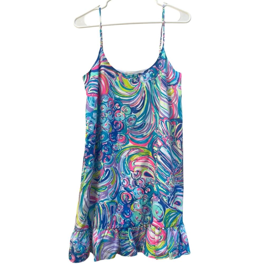 NEW Lilly Pulitzer Zanna Silk Dress Multi Gillty Pleasure Adjust Straps Women XS